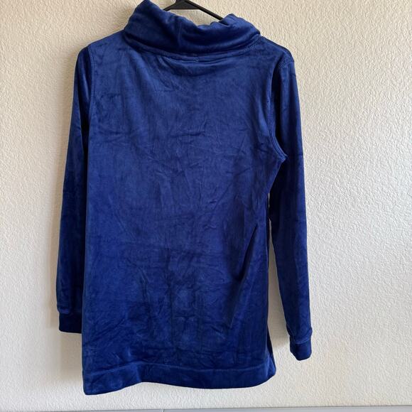 Magaschoni Velour Cowl Neck Sapphire Blue Sweater Sporty Granny Cozy NWT Size SM - Picture 3 of 11